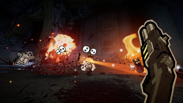 First-person shotgun combat among cardboard enemies in PAPERHEAD