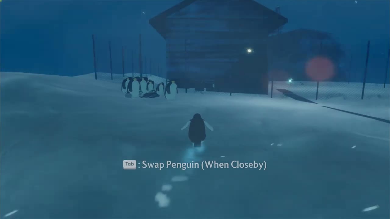 Tab prompt for changing penguins outside the Research Outpost
