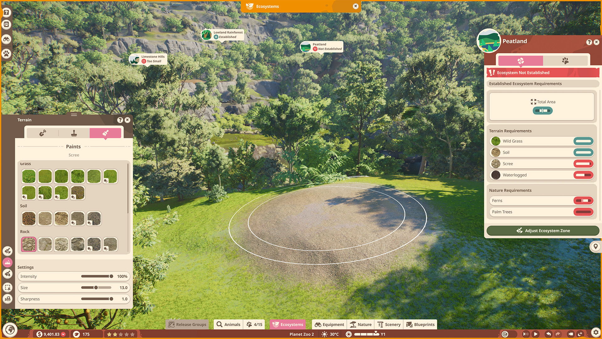 Wildlife Reserve ecosystem area and its terrain and nature requirements