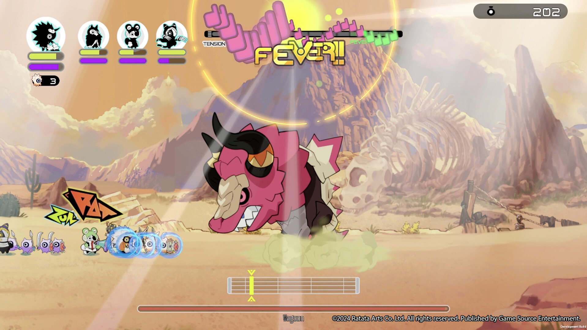 Wagoon rising from the sand in Ratatan's desert boss arena