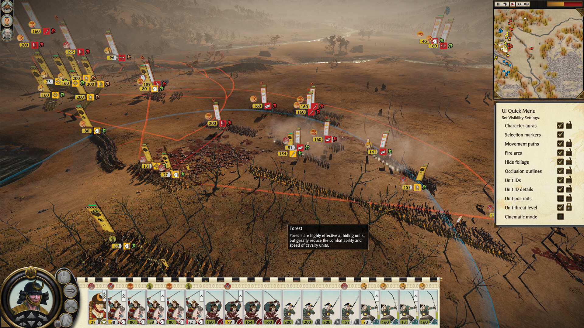 Complete Edition battlefield showing unit banners, character aura and the UI Quick Menu