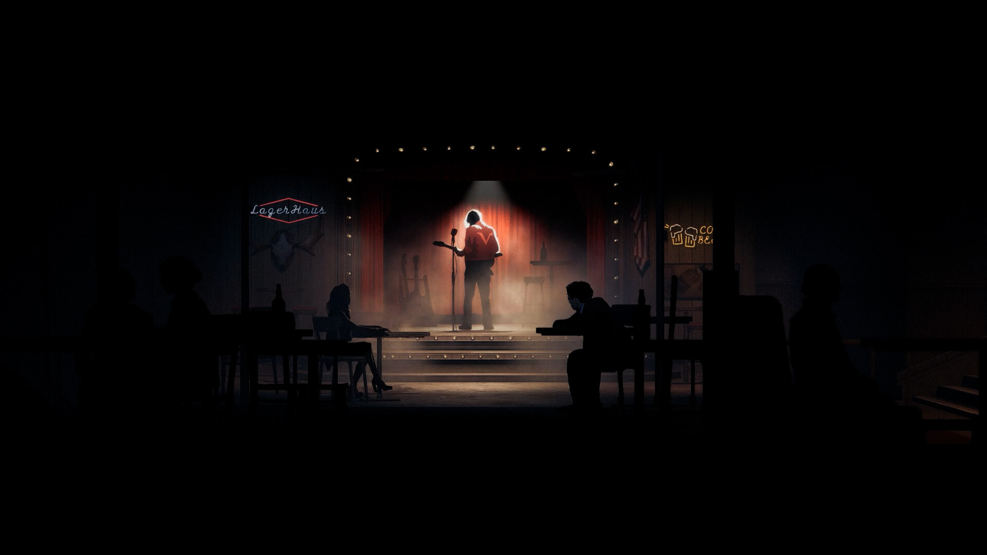 Eddie actuando en el escenario del Rabbit Hole