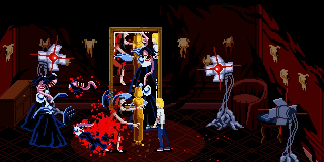 Enemies attacking Julia statue in a film set