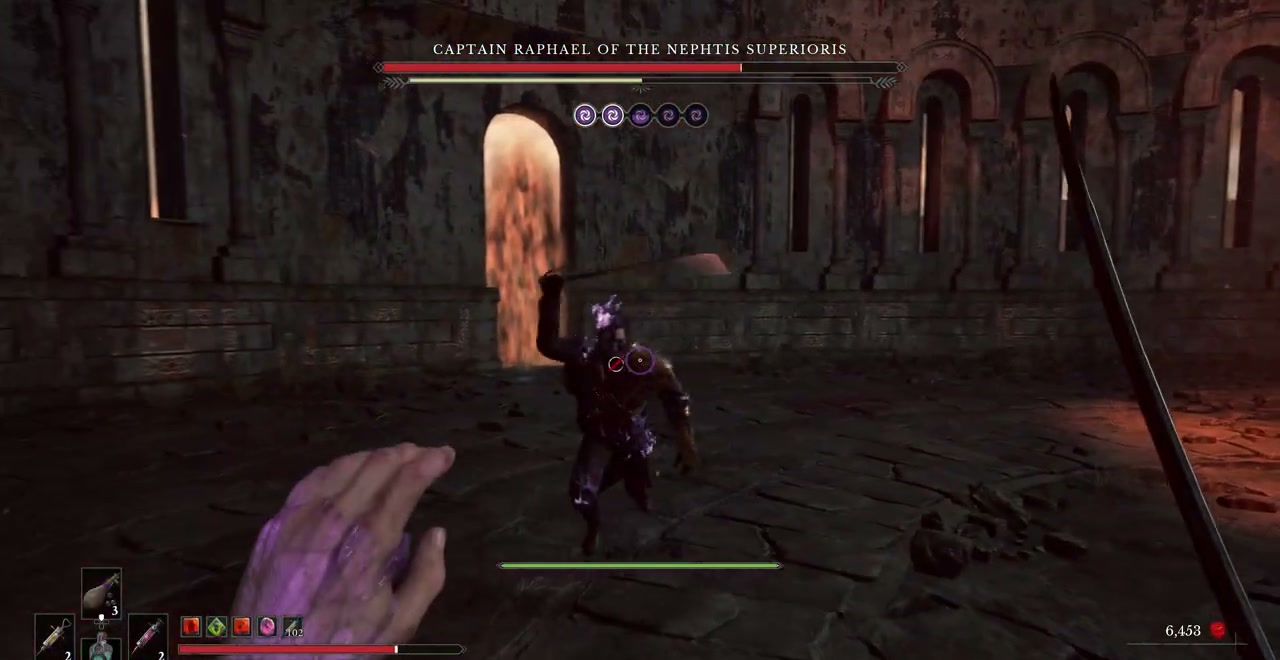 Captain Raphael approaching in the Fortress arena