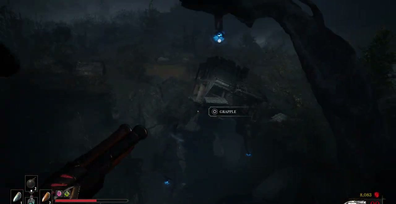 Blue grapple points outside the building where Grapple is acquired