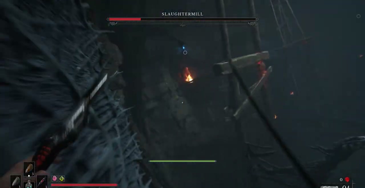 A grapple point and wallrunning surface inside Slaughtermill